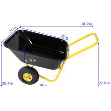 Garden Barrow With Two-Wheeled,Heavy-Duty Garden Utility Cart With10-Inch Pneumatic Wheels,Yard Lawn Dump Cart For Moving Soil Garden Tool Mulch Gravel (Black) - Black - View 2