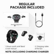 SIMSONLAB Smartwatch: Reloj y auriculares 2 en 1 definitivos con asistente de voz y pantalla HD IP67 resistente al agua, conectividad Bluetooth, llamadas telefónicas, compatible con Android e iOS, adecuado para hombres/mujeres - Negro - Ver 6