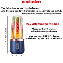 1 400ml无线便携式电动榨汁机榨汁杯Shakesphere TYPE-C充电迷你榨汁机（带6片叶子和双杯）多功能榨汁杯搅拌机适用于蔬菜、水果和奶昔，用于家庭厨房、户外团队建设和野餐榨汁机