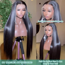 CEXXY 360 Lace Frontal Wig Human Hair 180 Density Deep Wave No Glue With Pre Plucked Baby Hair Natural Color Ponytail Bun Wig 360 Lace Frontal Wig Human Hair - Natural Black - 查看 8