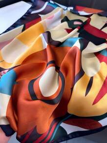 1 pièce Foulard carré petit de 70 cm en faux soie à imprimé floral, nouveau foulard de mode printemps/été pour femmes, foulard polyvalent, lien pour cheveux, bandeau, cravate de cou stylée