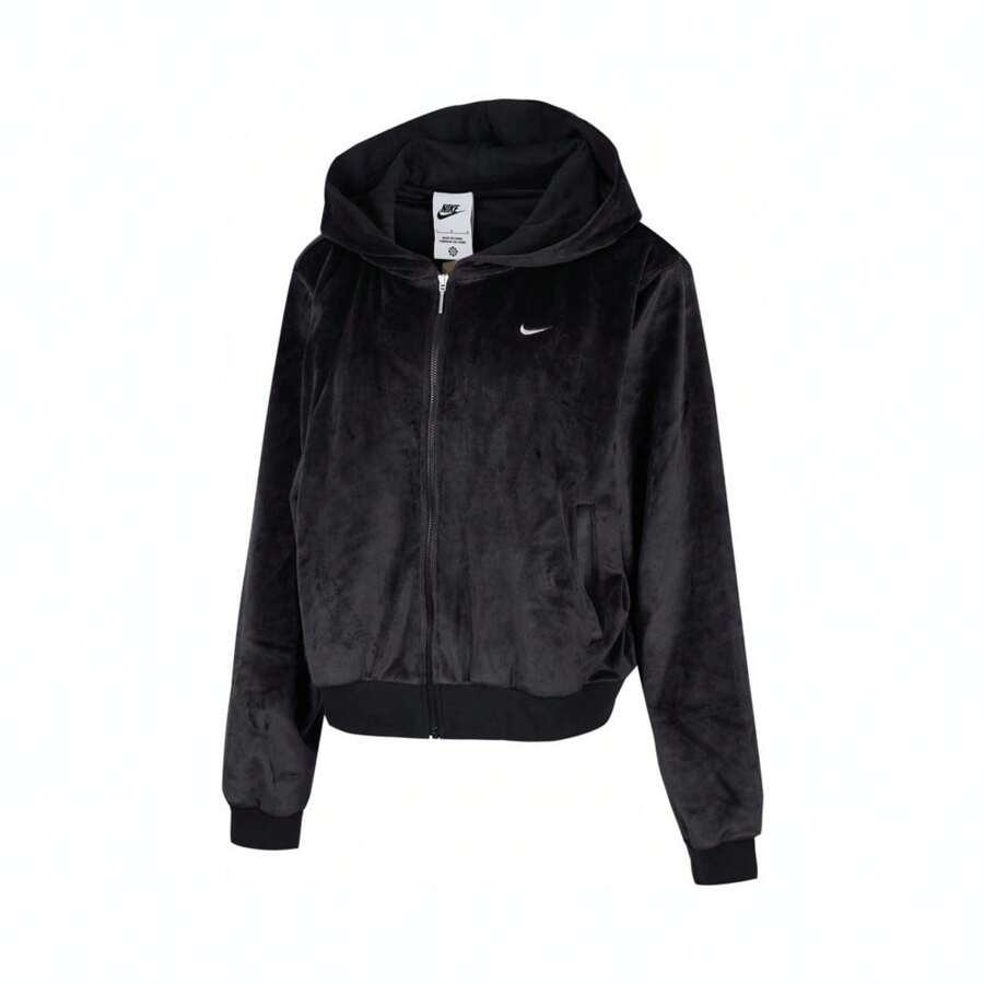 Nike 女款 AS W NSW NK CHLL VLR FZ HDY 針織連帽夾克 HJ0958-010 - 黑色 - 查看 1