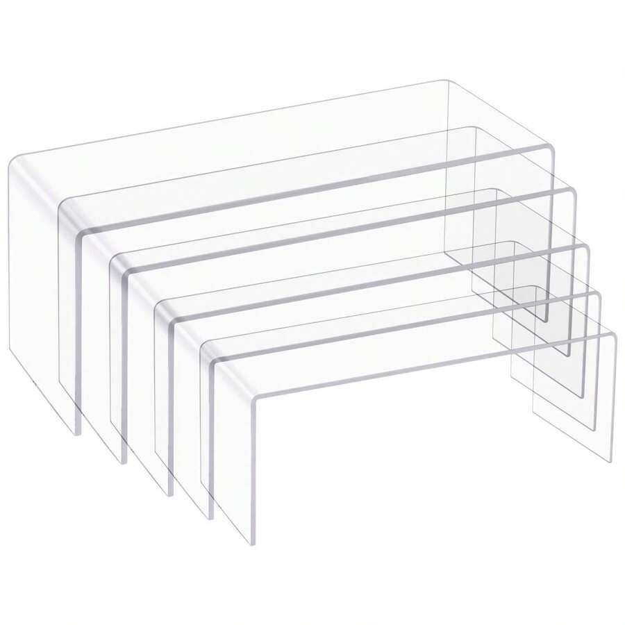 5 Pcs- 1Set Large Acrylic Risers, Clear Display Showcase Collectibles Display Shelf, Retail Desktop Display Cupcake Stand Dessert Stand - Clear - View 1