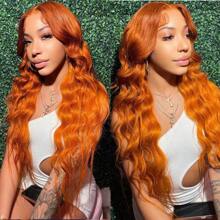 30 Inch Ginger Orange Body Wave Wigs Human Hair 13x4 Lace Human Hair Wigs With Baby Hair #350 For Women Short Bob Wig 250% Density - S350 - 查看 5