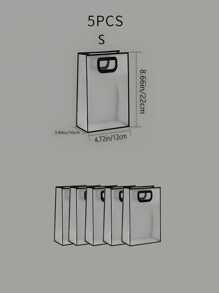 1pc Clear Gift Bag, Simple Hollow Out Handle Design PVC Gift Wrapping Bag For Party - Black - View 20