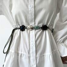 Retro Bohemian Waist Rope, High-End Woven Green Waist Belt For Women, Suitable For Dress, Shirt