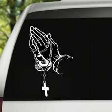 2pcs Car Fashion Stickers, Pearl Rose Christ Prayer Gesture, Car Modeling Window Glass Motorcycle Laptop Vinyl Decal, Decals For Car