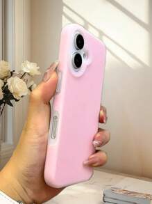 1 pieza Funda de teléfono de jalea rosa compatible con iPhone 16, funda protectora de silicona líquida Dopamina 15 a prueba de golpes y con protección de lente para iPhone 14/13/12