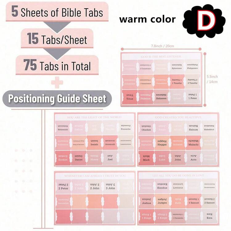 Bible Tabs,Sticky Index Tabs,75 Tabs, Boho Theme, Laminated Bible Tabs For Women And Men Study Bible, Bible Index Tabs, Bible Book Tabs, Bible Labels Tabs, Bible Tabs,Sticky Tabs.(5 Sheets/Set),School Supplies,Back To School - 1 Set - View 9