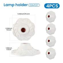 CILIA 4pcs Pendant Lamp Holder Set,E26/E27 Bulb Socket Base,110V - 220V Light Socket,Petal Relief Style Ideal For Home, Office & Industrial Chic,White/Gold/Silver - Meteor - View 6