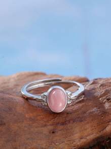 Natural Moonstone Turquoise Charoite Women's Ring Genuine 925 Sterling Silver Adjustable Wedding Bands 7*5mm Oval Gemstone Healing Jewelry For Daily Wear Gifts - View 5