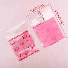 50 Stücke niedliche, süße rosa Erdbeermuster selbstklebende OPP-Beutel, geeignet für Schmuck, Dekoration, Geschenkverpackung und Aufbewahrung