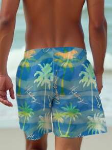 Men Custom Coconut Tree Printed Hawaiian Beach Vacation Shorts Add Your Photo /Lover/Family Personalized Beach Shorts Stylish Comfortable For Any Summer Adventure Male Fashion Outfit Funny Birthday Gift