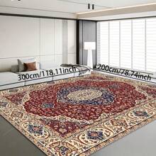 1pc Classic Style Retro Area Rug, 700g/Sqm Crystal Velvet, 5mm Thickness, Washable Non-Fading Carpet, Slip-Resistant, Suitable For Holidays And Any Space Including Hotel, Office, Sofa, Bedside, Kitchen, Laundry Room, Hallway, Porch, Entryway And Stairs Mother's Day