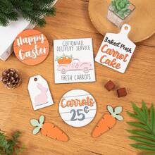 1 Set Easter Tiered Tray Decor Wooden Signs, Farmhouse Style Wooden Decorations With Carrot, Truck And Rabbit Patterns, Suitable For Spring Home Table And Holiday Party Decor Gifts Birthday Graduation - Multicolor - View 3