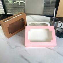 5pcs Mini Cake Boxes With Window, Cookie Pastry Packaging Cartons, Suitable For Cakes, Cookies, Pastries, Pies, Muffins, Chocolates, Strawberries