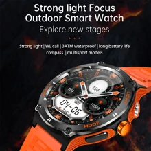 EIGIIS Smart Watches For Men With LED Flashlight 500mAh Big Battery Smart Watch 1.53" Big Screen Rugged Smartwatch 3ATM Waterproof Fitness Tracker For IOS Android Multifunctional Digital Watch Gifts For Men