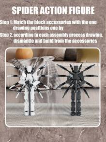 1 set gelede Spider Warrior met 13 beweegbare gewrichten, inclusief verschillende wapens en accessoires, creatieve bouwstenen voor tieners en volwassenen, bureaudecoratiespeelgoed, verpakt in bubbelzak met parelmoerfolie