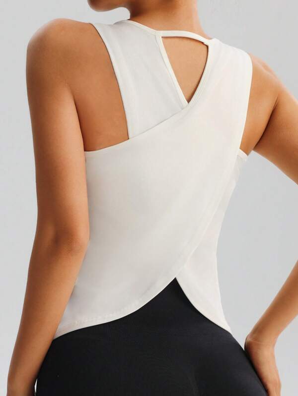Camiseta deportiva de mujer con espalda cruzada, chaleco transpirable con abertura para yoga, running, fitness y entrenamiento