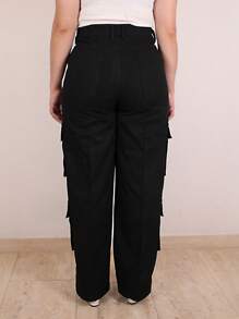 Cargo Dress Pants With Flap Pockets - 黑色 - 查看 2