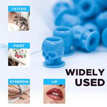 200Pcs Disposable Tattoo Ink Caps Skull Tattoo Cups,Plastic Ink Capswith Stable Base Permanent Makeup Pigment Container Cap Tattoo Accessor