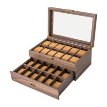 YUNRUX 24-Compartment Watch Box 2 Levels Watch Case Watch Box Watch Chest - Brown - View 4