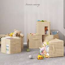 New Cross-Border Non-Woven Fabric Square Storage Box, Desktop Storage Box, Household Drawer Storage Box, Storage Cabinet - Beige - View 4