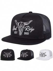 1pc Men's Bull Embroidery Baseball Cap, Streetwear Fashionable Casual Adjustable Sun Protection Hat, Suitable For Outdoor, Spring/Autumn Travel, Beach Party - Multicolor - View 7