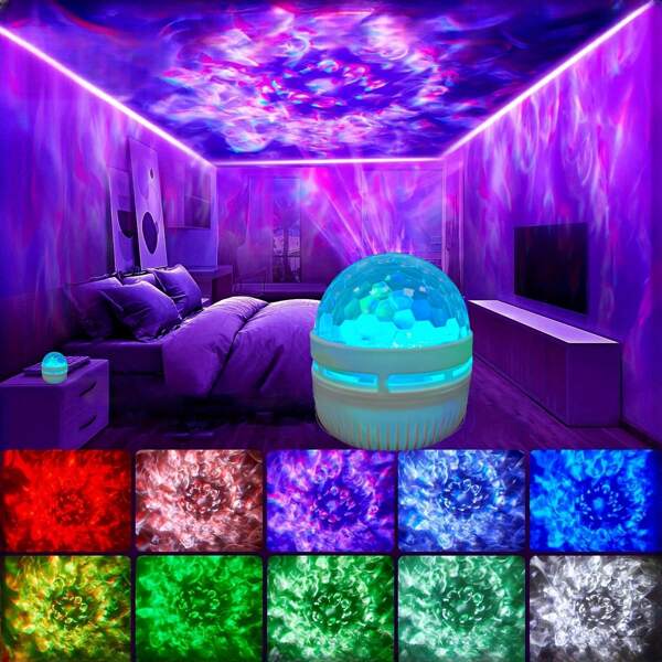 1 LED Water Ripple Water Ripple Light, Luz de atmosfera estrelada, Padrão multicolorido, Com controle remoto, Projetor Galaxy Star, Projetor de luz noturna para quarto, Home Theater, Teto, Decoração de presente, Presentes de feriado, Camping, Decoração de casamento, Luz noturna de atmosfera romântica