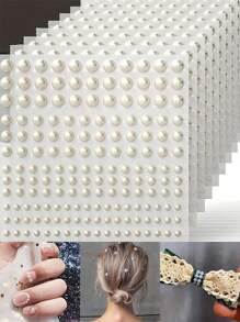 165 件亚克力自粘白珍珠贴纸，白色圆形珍珠装饰贴纸，适用于 DIY 工艺品、化妆、面部、身体、指甲、头发、手机艺术工艺品装饰 - 貼紙 - 查看 1
