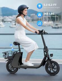 WIND HORSE Peak 672W Electric Scooter With Basket For 12+ Ages, 20 Miles Range, Up To 15.5 MPH, Dual Disc Brakes, 265LBS Max Load, 12.5" Tires Foldable Electric Scooter For Adults Commuting
