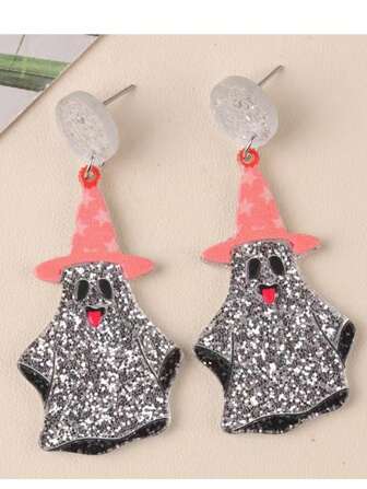 万圣节鬼怪搞笑卡通耳环，适合节日佩戴