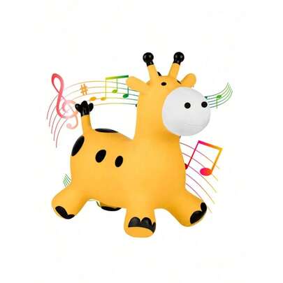 Cavalinho Girafa Upa Upa Baby de Borracha com Som Amarelo