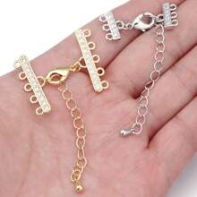 1 套镀金金属连接器，带锆石，配龙虾扣，优雅的项链和手链连接器