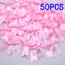 50pcs Large Satin Ribbon Bows, Colorful Tail-Shaped Bowknots, Mixed Color Cute Knots Perfect For Decorating Cake Boxes, Candy And Gift Packaging, Party Favors - Multicolor - View 9
