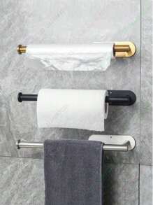 33cm Paper Towel Holders For Kitchen,Plastic Wrap Stand,AdhesiveToilet Paper Holder,Tissue Dispenser,Napkin Rack,Cabinet Storage Organizer,Towel Rack,Rags Hanger,Dish ,Available In Adhesive And Screws,Stainless Steel,Kitchen Wall Shelf,Kitchen Storage Supplies,Bathroom Accessories