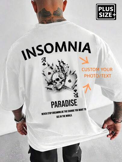 Plus-storlek anpassad foto herr-t-shirt, High Street vintagestil, djärv & oavlåtligt: anpassade fototröjor för stora killar som styr gatorna - ditt budskap, ditt foto (upp till 6XL), tillämplighet vid flera tillfällen såsom gym/nattklubb/hiphop, etc.