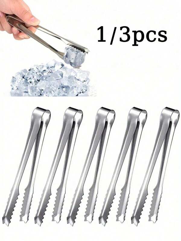 1pc/3pcs Stainless Steel Ice Tongs Non-Slip Food Clamp Durable & Rust-Resistant Kitchen Essential - Perfect For Buffets, Weddings, BBQs & More - Versatile Ice, Candy & Ice Cream Serving Tool Set, For Outdoor, Camping, Gift For Father
