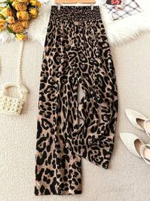 Elegant And Casual Spring, Summer And Autumn Leopard Print Pants, Showing Temperament