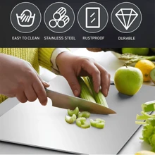1pc, Chopping Board, Stainless Steel Cutting Board, Butcher Block, Cheese Charcuterie Board,Charcuterie Board For Meat, Cheese, Bread, Vegetables And Fruits, Cutting Board For Home Dormitory, Kitchen Gadgets, Gifts For Family