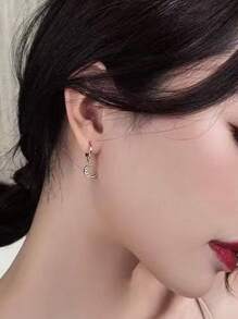 Asymmetric Star & Moon Rhinestone Earrings, Fashionable Minimalist Star Moon Design Ear Jewelry
