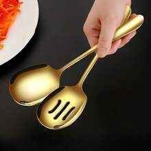 1pc Stainless Steel Serving Spoon, Extra Thick, Suitable For Kitchen, Cooking, Restaurant, Christmas Party And Banquet Use, Dishwasher Friendly