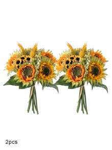 Artificial Sunflower Bouquet, Silk Sunflowers Fake Yellow Flowers For Home Decoration Wedding Decor, Artificial Sunflowers Bouquet Fake Flower Bouquet With Sunflowers For Bridal Bouquets Wedding Centerpieces Decor Party, DIY Wedding Bouquets Baby Shower Outdoor Indoor Decoration Gifts Birthday Graduation