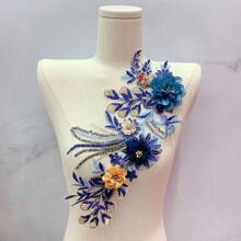 1pc/2pcs Set Of Handcrafted Rhinestone Patch Floral Embroidery Applique, Clothing Accessory Garment Sewing Decor For Dress, Bridal Gown, Purse In Multiple Colors - Multicolor - View 7