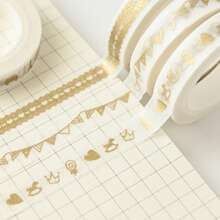 6pcs Style Random DIY Album Tape Subdivided Line And Paper Tape Hand Ledger Border Decorative Gold Tape Narrow, Suitable For DIY Albums, Notebooks, Collage Paintings-White. Suitable For Plastic Surfaces School Supplies, Back To School
