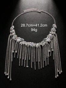 1pc New Luxury Rhinestone Decorated Tassel Women Hair Chain, Sparkling Bridal Party Wedding Hair Accessory