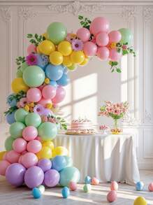 162/82 个彩虹气球花环拱门套装不同尺寸乳胶气球什锦粉彩派对气球拱门适用于生日婴儿洗礼婚礼订婚周年派对装饰 - 彩色 - 查看 5