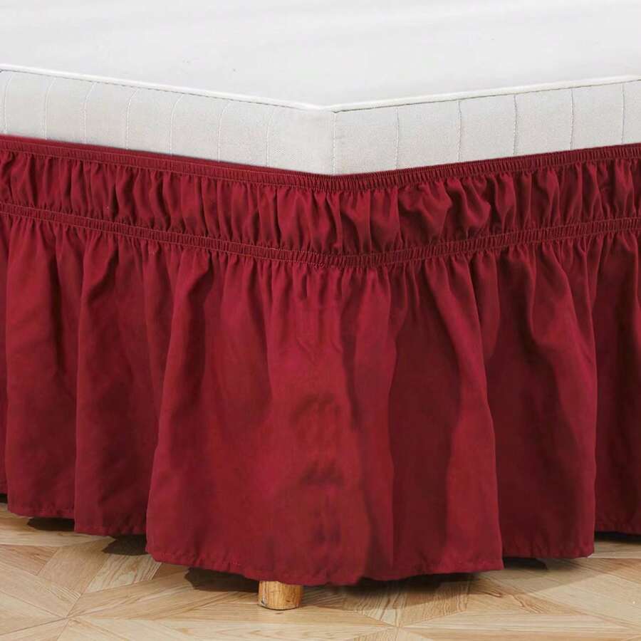 1pc Ruffled Ultra-Soft Microfiber Bed Skirt, Adjustable Elastic Wrap Around Bedskirt, Super Soft, Cozy, Breathable, Wrinkle-Resistant, Suitable For All Seasons, Ideal Gift For Comfortable And Cozy Bedroom, Hotel, Dormitory