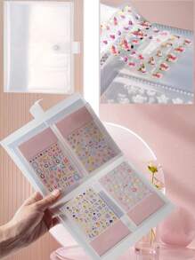 11pcs/Set 1pc 84 Slots Nail Art Stickers Storage Book Empty Album Decals Collecting Organizer Holder Display Notebook Manicure Tools& 10 Sheets New Spring-Themed Nails With Floral Embossed Stickers Featuring Colorful Wildflowers-Romantic, Oil Painting-Inspired, Fresh, Minimalist, And Cute Nail Decals