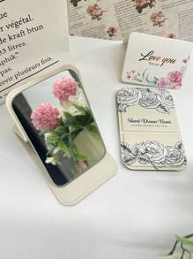 1pc Portable Folding Pocket Mirror, Freestanding Desktop Makeup Mirror For Office